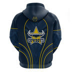 North Queensland Cowboys Rugby Mascot Zip Hoodie Australian Rugby Culture - Tribal Inspired Wolf