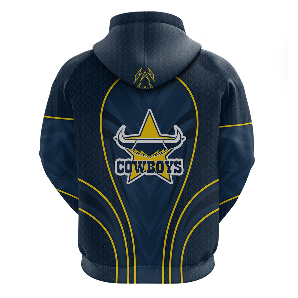 North Queensland Cowboys Rugby Mascot Zip Hoodie Australian Rugby Culture - Tribal Inspired Wolf