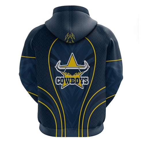 North Queensland Cowboys Rugby Mascot Zip Hoodie Australian Rugby Culture - Tribal Inspired Wolf