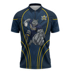 North Queensland Cowboys Rugby Mascot Zipper Polo Shirt Australian Rugby Culture - Tribal Inspired Wolf