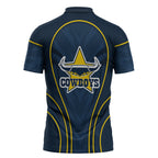 North Queensland Cowboys Rugby Mascot Zipper Polo Shirt Australian Rugby Culture - Tribal Inspired Wolf