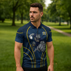North Queensland Cowboys Rugby Mascot Zipper Polo Shirt Australian Rugby Culture - Tribal Inspired Wolf