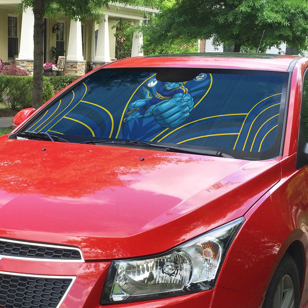 Parramatta Eels Rugby Mascot Auto Sun Shade Australian Rugby Culture - Tribal Inspired Eel