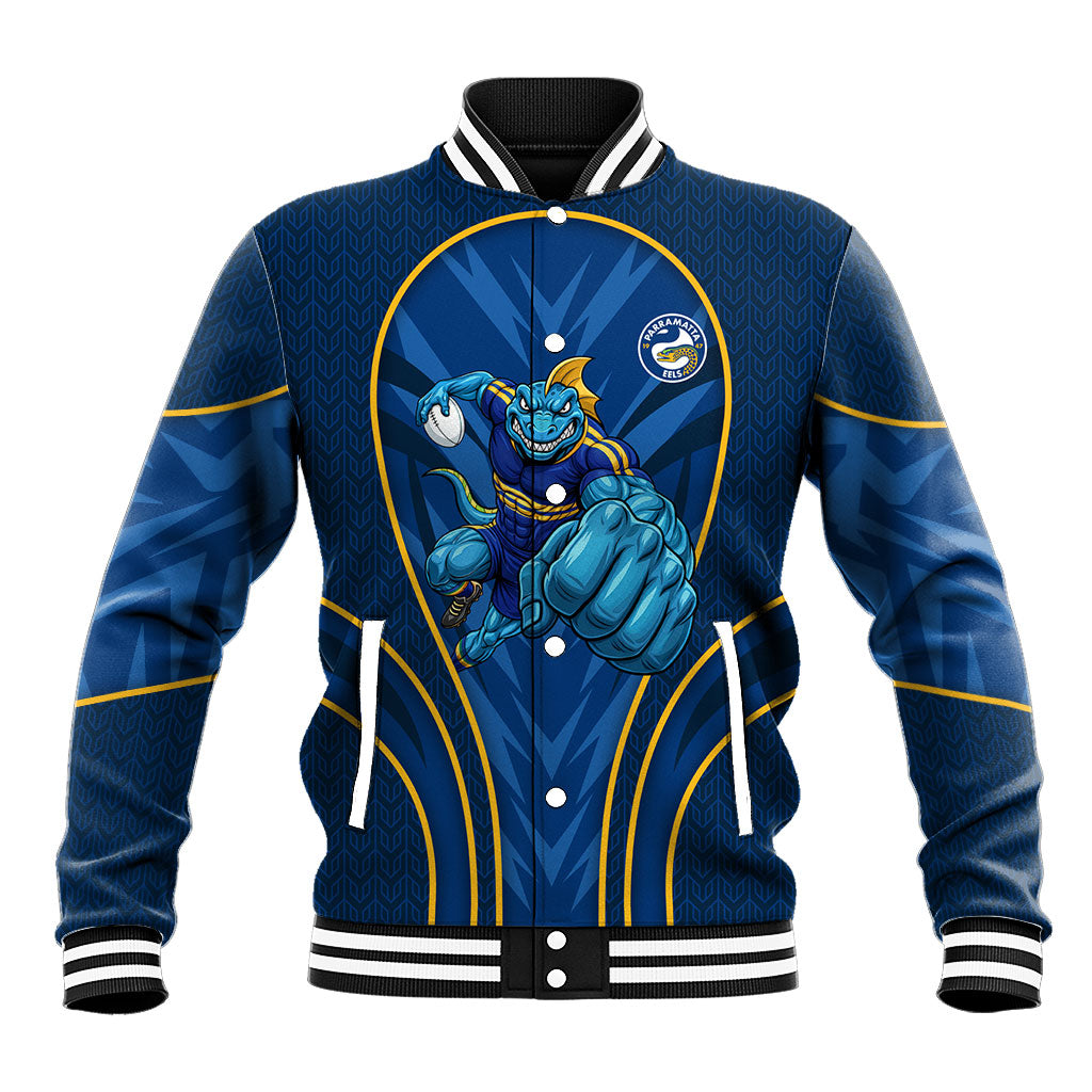 Parramatta Eels Rugby Mascot Baseball Jacket Australian Rugby Culture - Tribal Inspired Eel