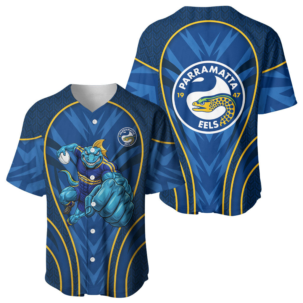 Parramatta Eels Rugby Mascot Baseball Jersey Australian Rugby Culture - Tribal Inspired Eel