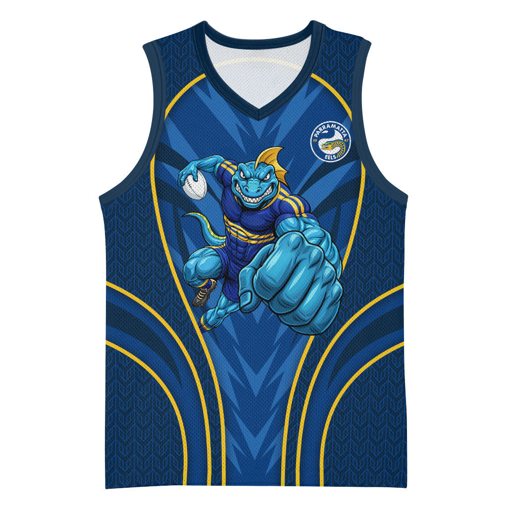 Parramatta Eels Rugby Mascot Basketball Jersey Australian Rugby Culture - Tribal Inspired Eel