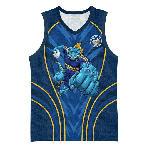 Parramatta Eels Rugby Mascot Basketball Jersey Australian Rugby Culture - Tribal Inspired Eel