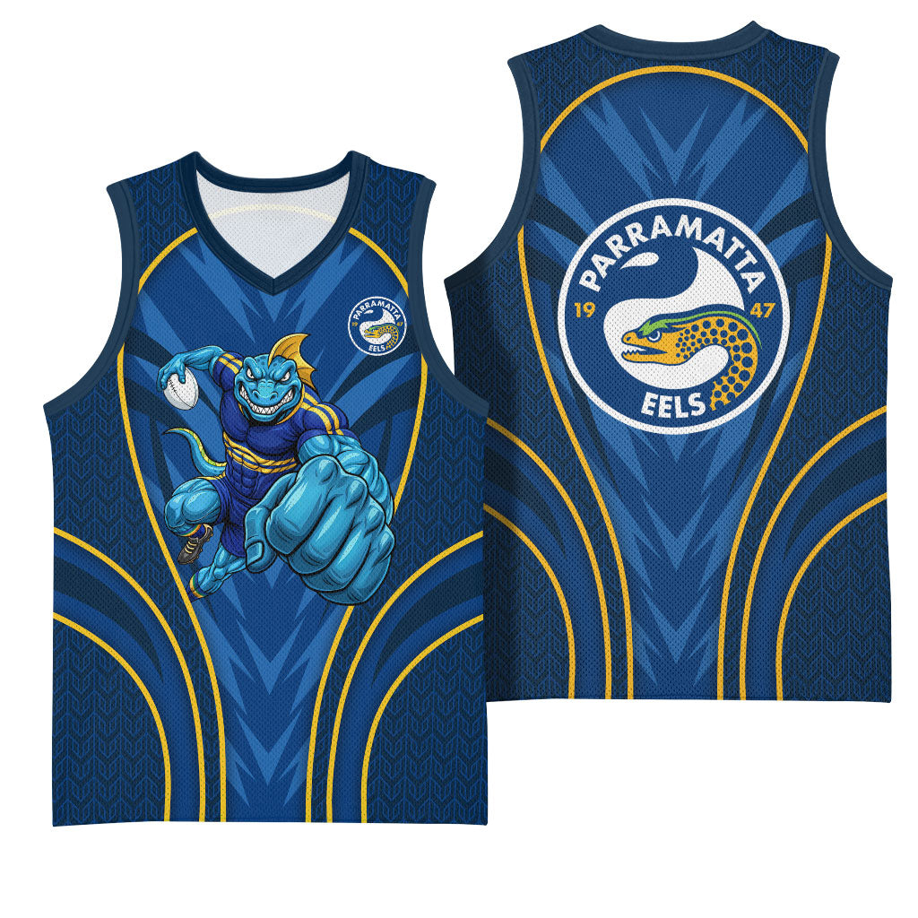 Parramatta Eels Rugby Mascot Basketball Jersey Australian Rugby Culture - Tribal Inspired Eel