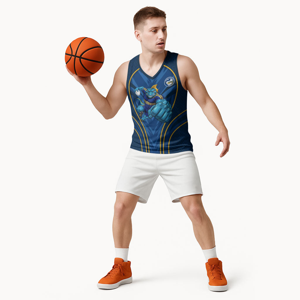 Parramatta Eels Rugby Mascot Basketball Jersey Australian Rugby Culture - Tribal Inspired Eel