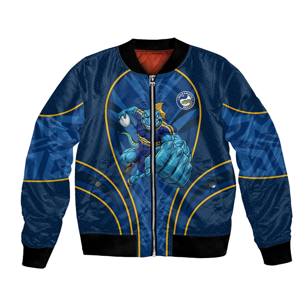 Parramatta Eels Rugby Mascot Bomber Jacket Australian Rugby Culture - Tribal Inspired Eel