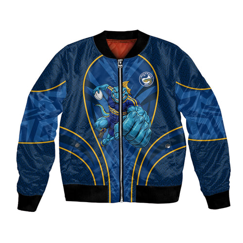 Parramatta Eels Rugby Mascot Bomber Jacket Australian Rugby Culture - Tribal Inspired Eel
