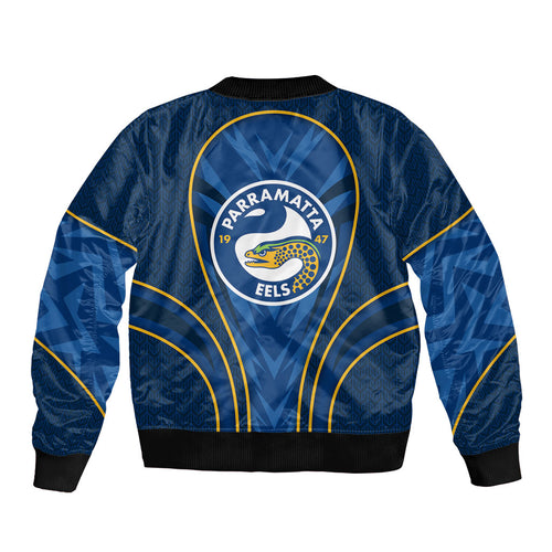 Parramatta Eels Rugby Mascot Bomber Jacket Australian Rugby Culture - Tribal Inspired Eel
