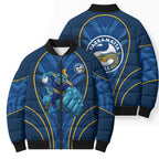 Parramatta Eels Rugby Mascot Bomber Puffer Jacket Australian Rugby Culture - Tribal Inspired Eel