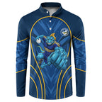 Parramatta Eels Rugby Mascot Button Sweatshirt Australian Rugby Culture - Tribal Inspired Eel