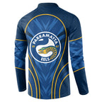 Parramatta Eels Rugby Mascot Button Sweatshirt Australian Rugby Culture - Tribal Inspired Eel