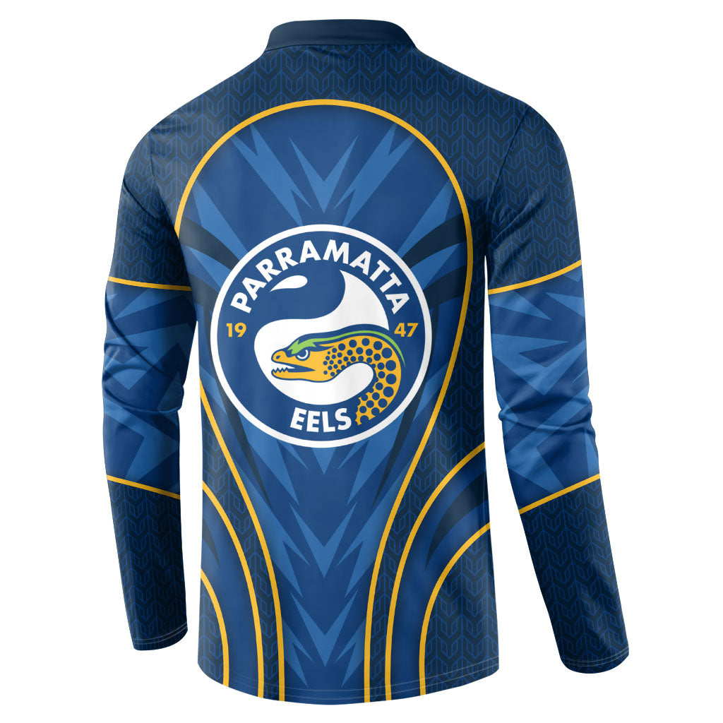 Parramatta Eels Rugby Mascot Button Sweatshirt Australian Rugby Culture - Tribal Inspired Eel