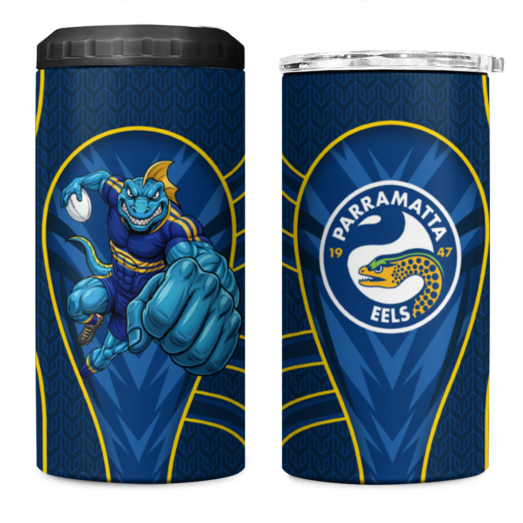 Parramatta Eels Rugby Mascot 4 in 1 Can Cooler Tumbler Australian Rugby Culture - Tribal Inspired Eel