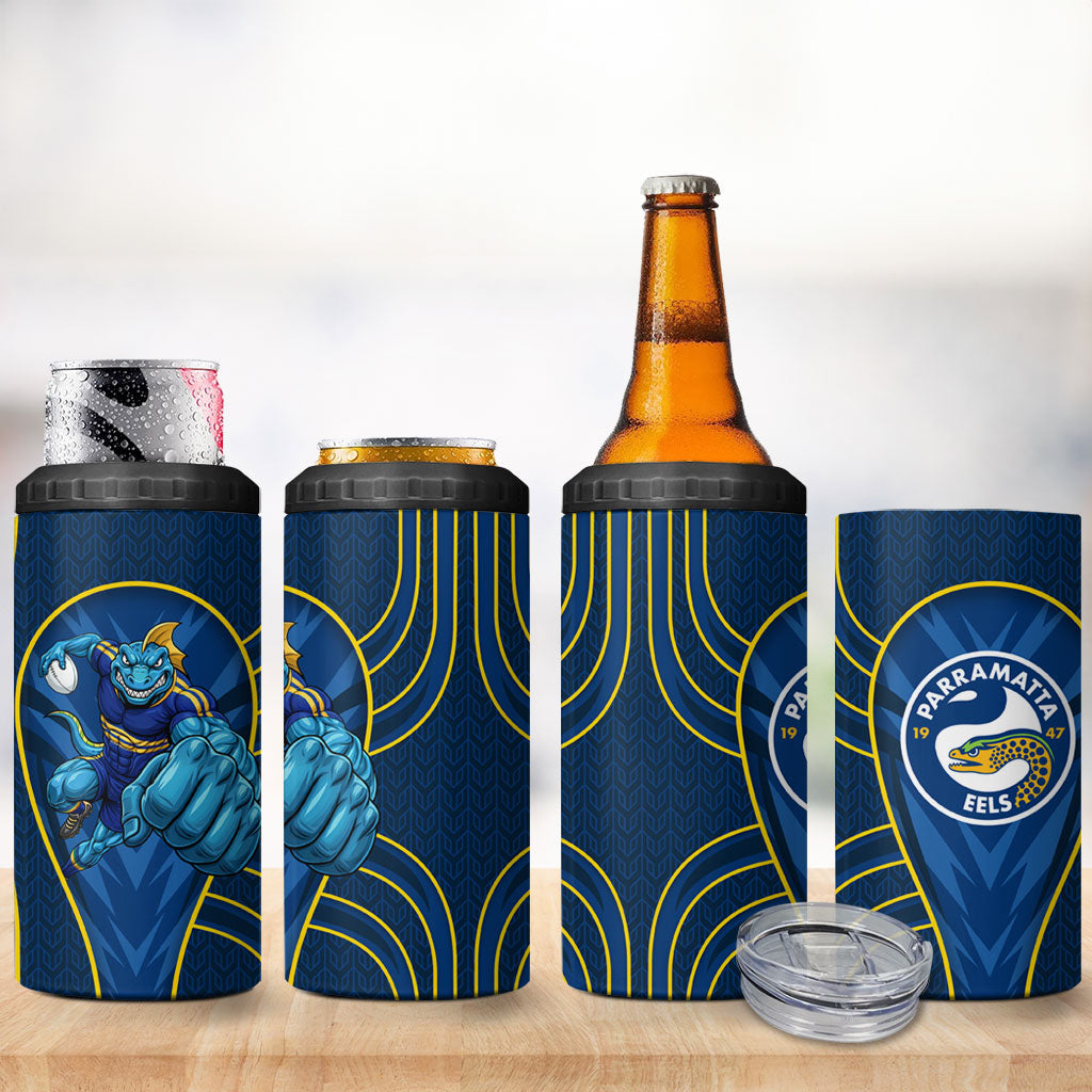 Parramatta Eels Rugby Mascot 4 in 1 Can Cooler Tumbler Australian Rugby Culture - Tribal Inspired Eel