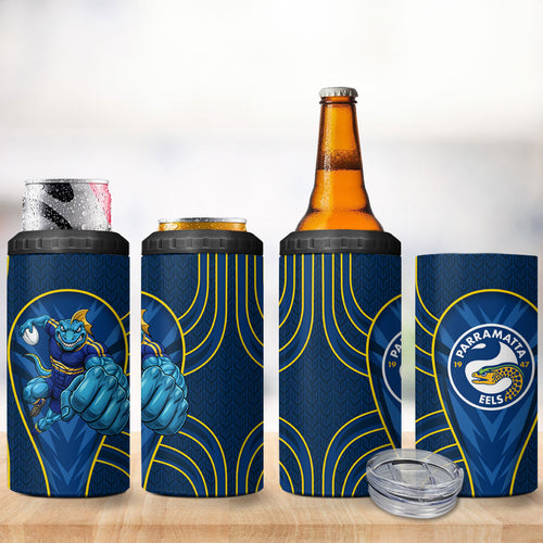 Parramatta Eels Rugby Mascot 4 in 1 Can Cooler Tumbler Australian Rugby Culture - Tribal Inspired Eel