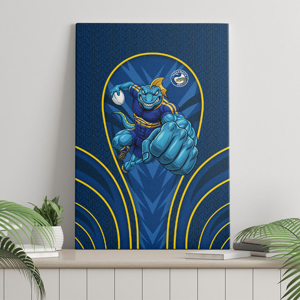 Parramatta Eels Rugby Mascot Canvas Wall Art Australian Rugby Culture - Tribal Inspired Eel