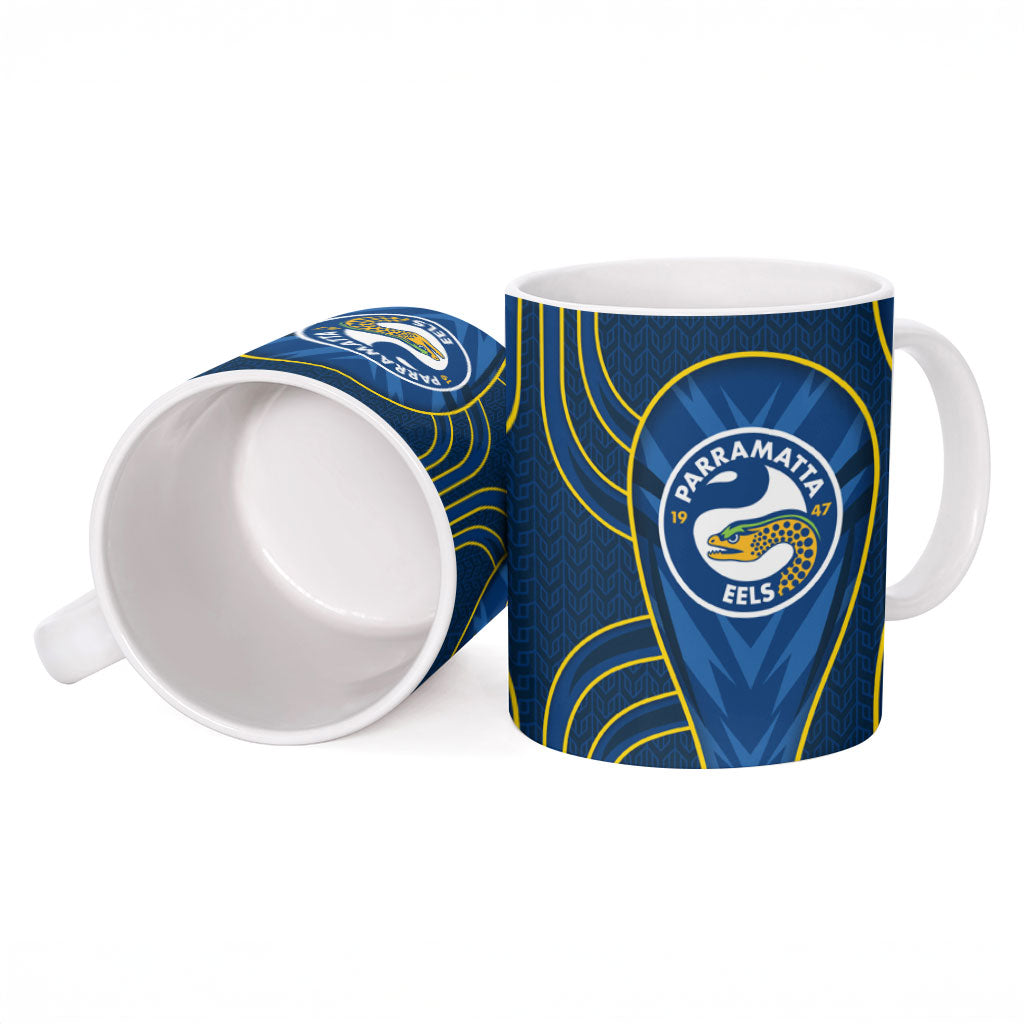 Parramatta Eels Rugby Mascot Ceramic Mug Australian Rugby Culture - Tribal Inspired Eel