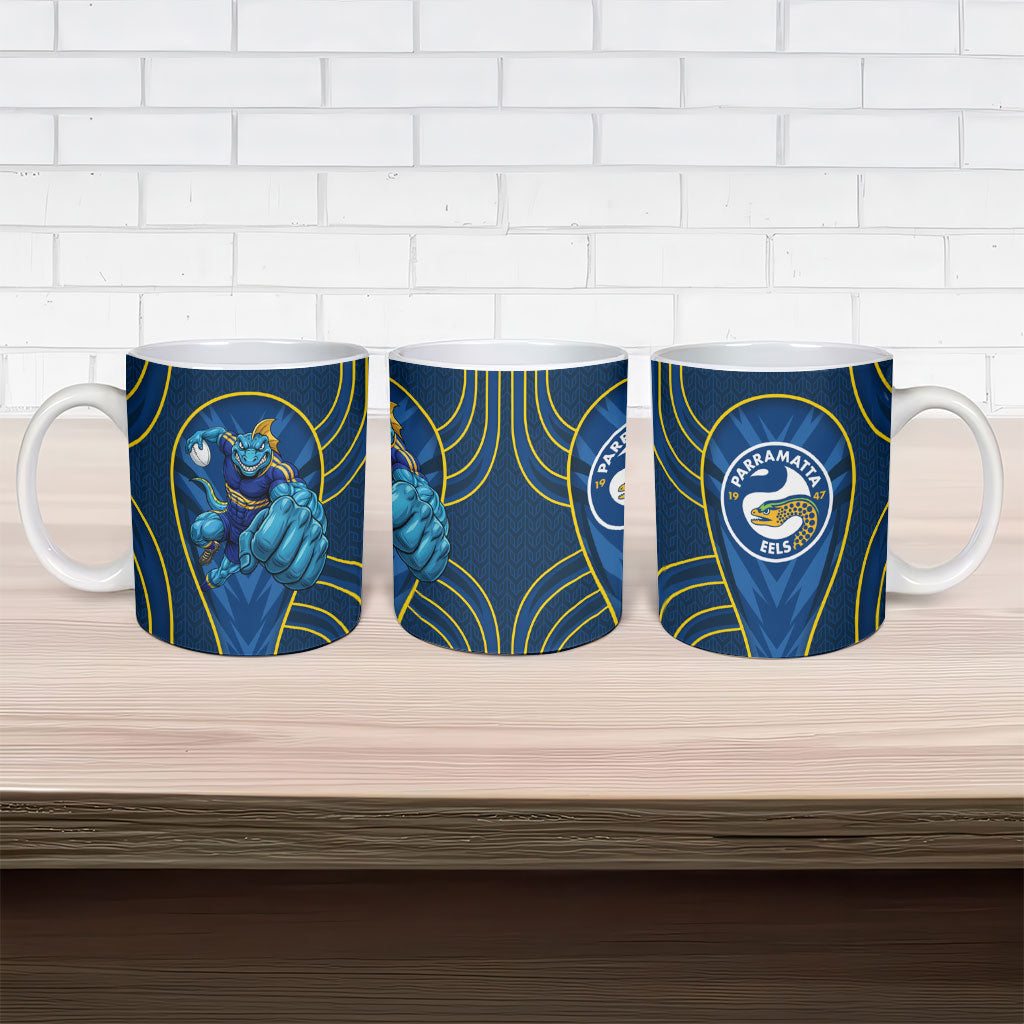 Parramatta Eels Rugby Mascot Ceramic Mug Australian Rugby Culture - Tribal Inspired Eel