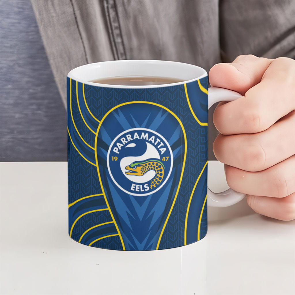 Parramatta Eels Rugby Mascot Ceramic Mug Australian Rugby Culture - Tribal Inspired Eel
