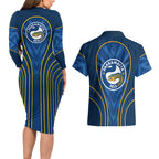 Parramatta Eels Rugby Mascot Couples Matching Long Sleeve Bodycon Dress and Hawaiian Shirt Australian Rugby Culture - Tribal Inspired Eel