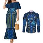 Parramatta Eels Rugby Mascot Couples Matching Mermaid Dress and Long Sleeve Button Shirt Australian Rugby Culture - Tribal Inspired Eel