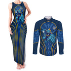 Parramatta Eels Rugby Mascot Couples Matching Tank Maxi Dress and Long Sleeve Button Shirt Australian Rugby Culture - Tribal Inspired Eel