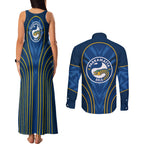 Parramatta Eels Rugby Mascot Couples Matching Tank Maxi Dress and Long Sleeve Button Shirt Australian Rugby Culture - Tribal Inspired Eel