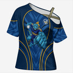 Parramatta Eels Rugby Mascot Cross Shoulder Shirt Australian Rugby Culture - Tribal Inspired Eel