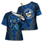 Parramatta Eels Rugby Mascot Cross Shoulder Shirt Australian Rugby Culture - Tribal Inspired Eel