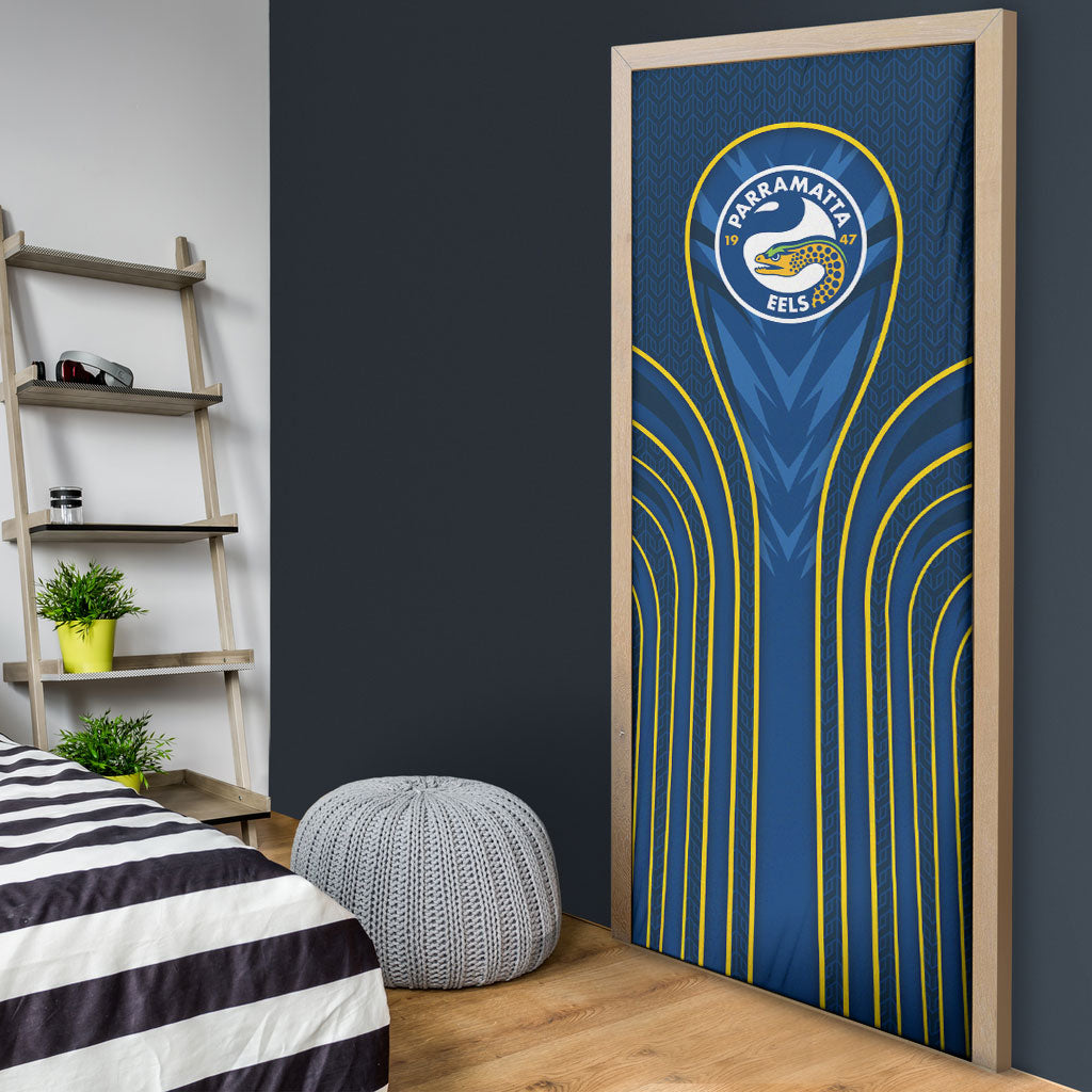 Parramatta Eels Rugby Mascot Door Cover Australian Rugby Culture - Tribal Inspired Eel