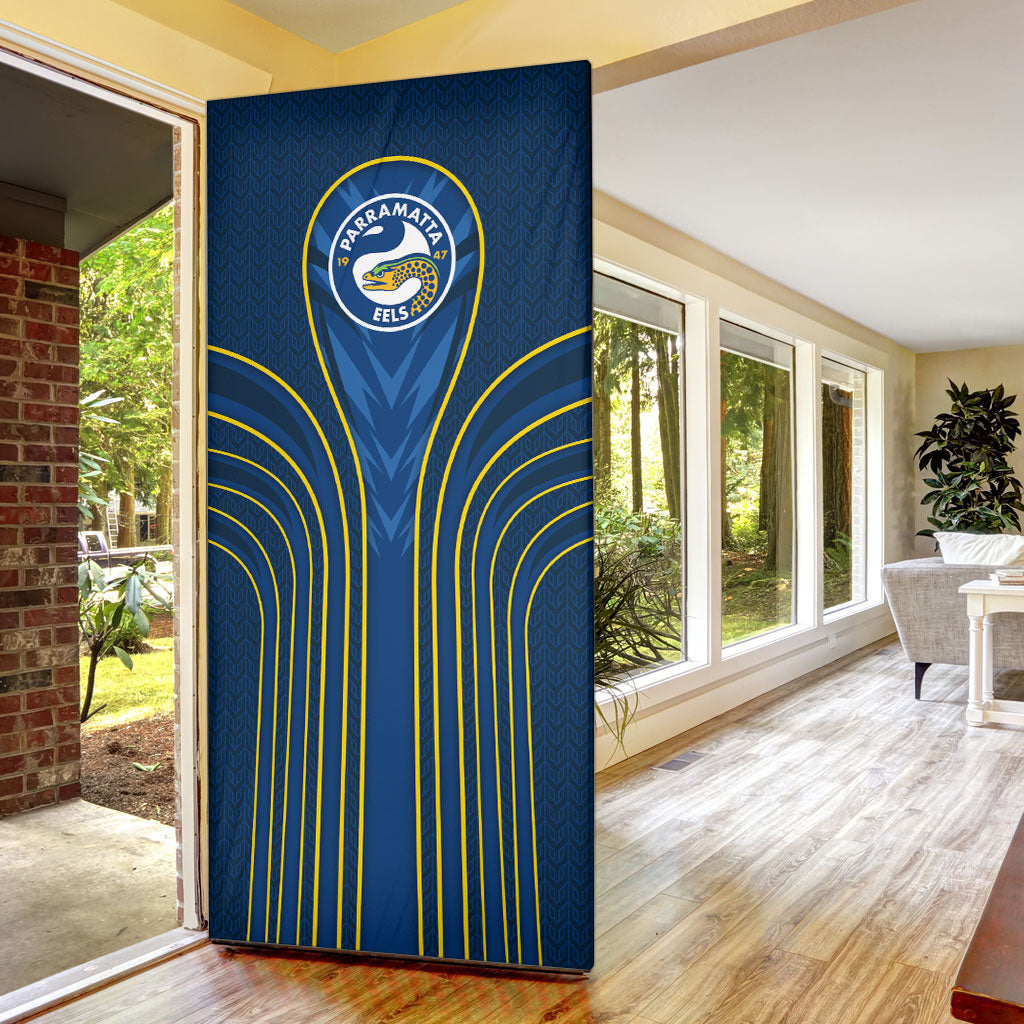 Parramatta Eels Rugby Mascot Door Cover Australian Rugby Culture - Tribal Inspired Eel