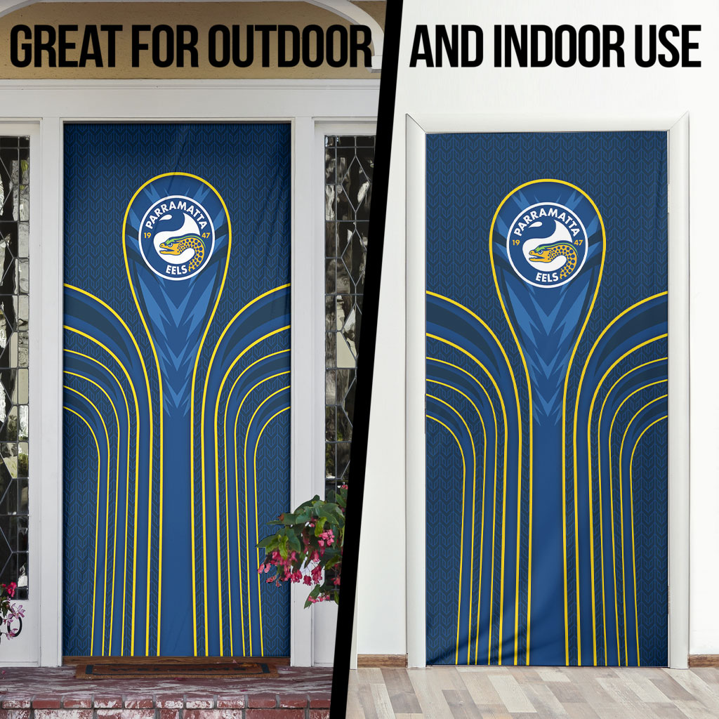 Parramatta Eels Rugby Mascot Door Cover Australian Rugby Culture - Tribal Inspired Eel