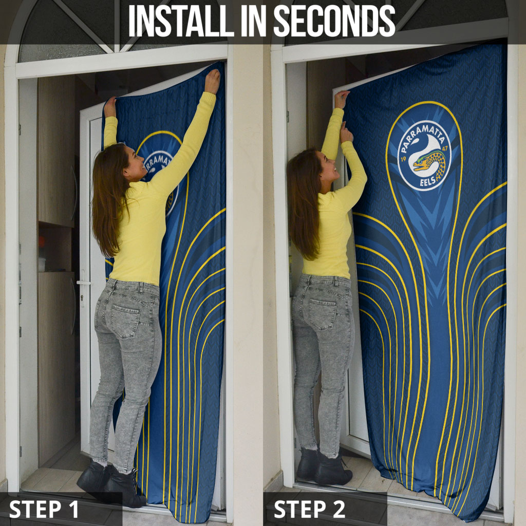 Parramatta Eels Rugby Mascot Door Cover Australian Rugby Culture - Tribal Inspired Eel