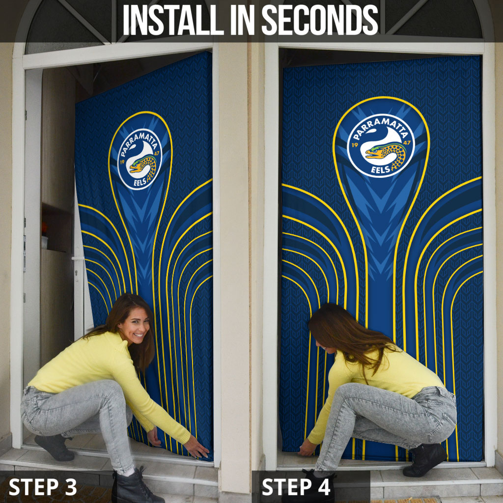 Parramatta Eels Rugby Mascot Door Cover Australian Rugby Culture - Tribal Inspired Eel