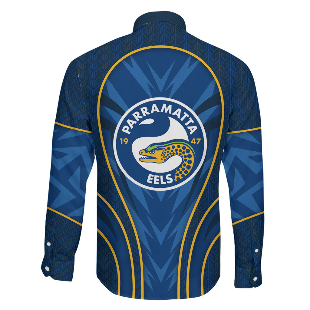 Parramatta Eels Rugby Mascot Family Matching Long Sleeve Bodycon Dress and Hawaiian Shirt Australian Rugby Culture - Tribal Inspired Eel