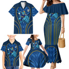 Parramatta Eels Rugby Mascot Family Matching Mermaid Dress and Hawaiian Shirt Australian Rugby Culture - Tribal Inspired Eel
