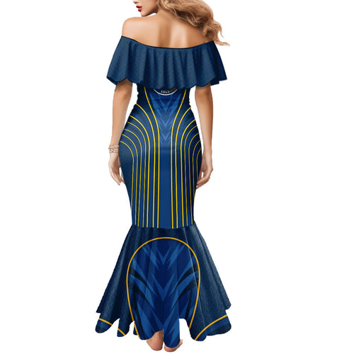 Parramatta Eels Rugby Mascot Family Matching Mermaid Dress and Hawaiian Shirt Australian Rugby Culture - Tribal Inspired Eel