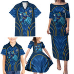 Parramatta Eels Rugby Mascot Family Matching Puletasi and Hawaiian Shirt Australian Rugby Culture - Tribal Inspired Eel
