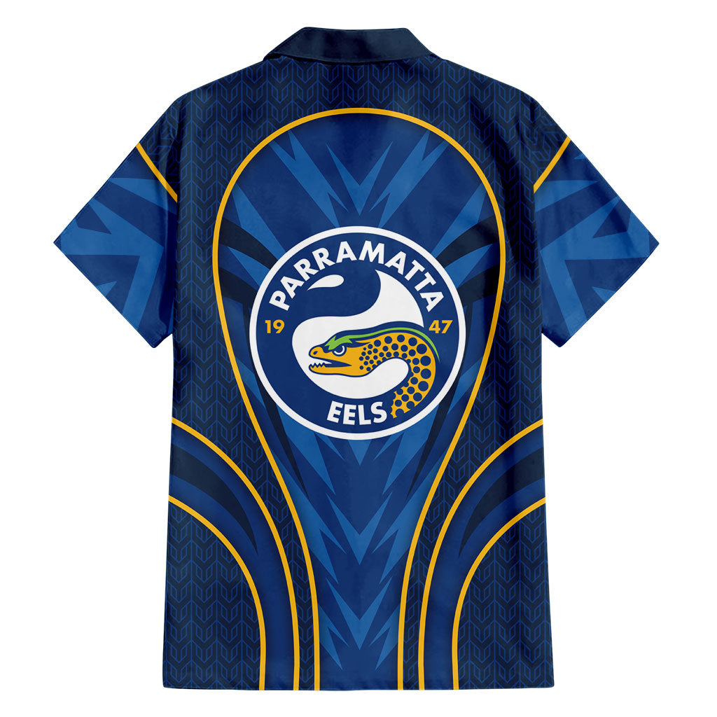 Parramatta Eels Rugby Mascot Family Matching Puletasi and Hawaiian Shirt Australian Rugby Culture - Tribal Inspired Eel