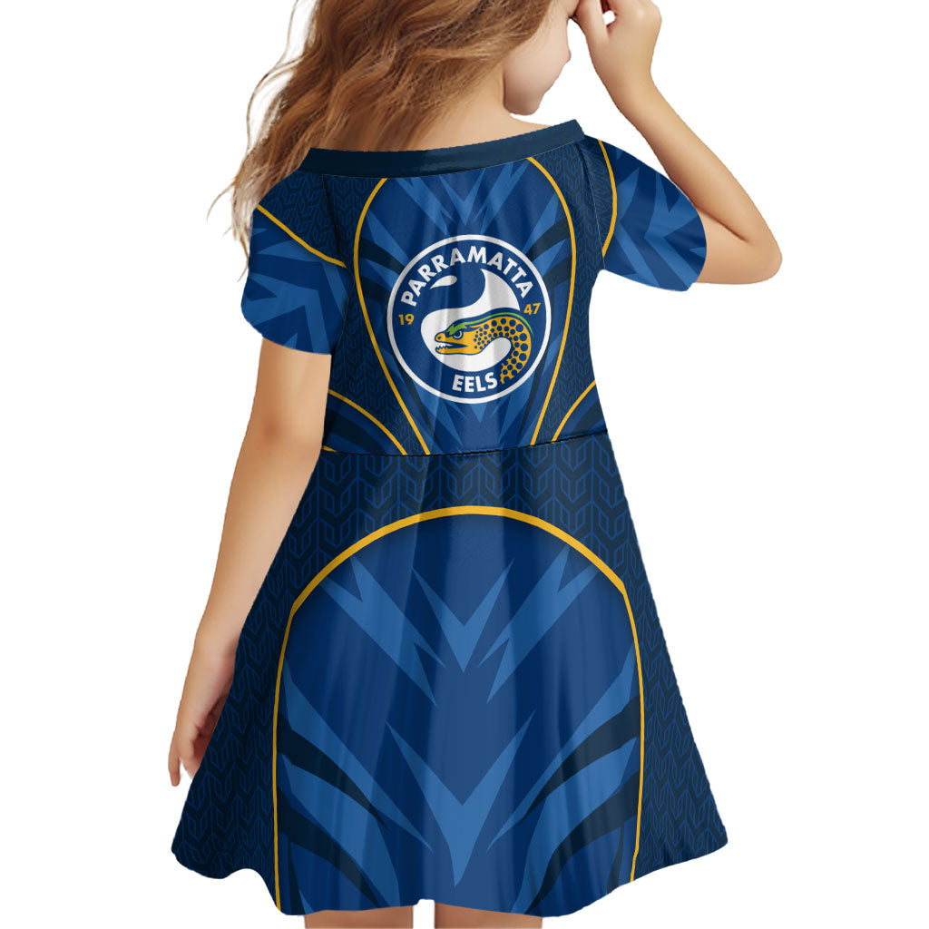 Parramatta Eels Rugby Mascot Family Matching Short Sleeve Bodycon Dress and Hawaiian Shirt Australian Rugby Culture - Tribal Inspired Eel