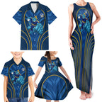 Parramatta Eels Rugby Mascot Family Matching Tank Maxi Dress and Hawaiian Shirt Australian Rugby Culture - Tribal Inspired Eel