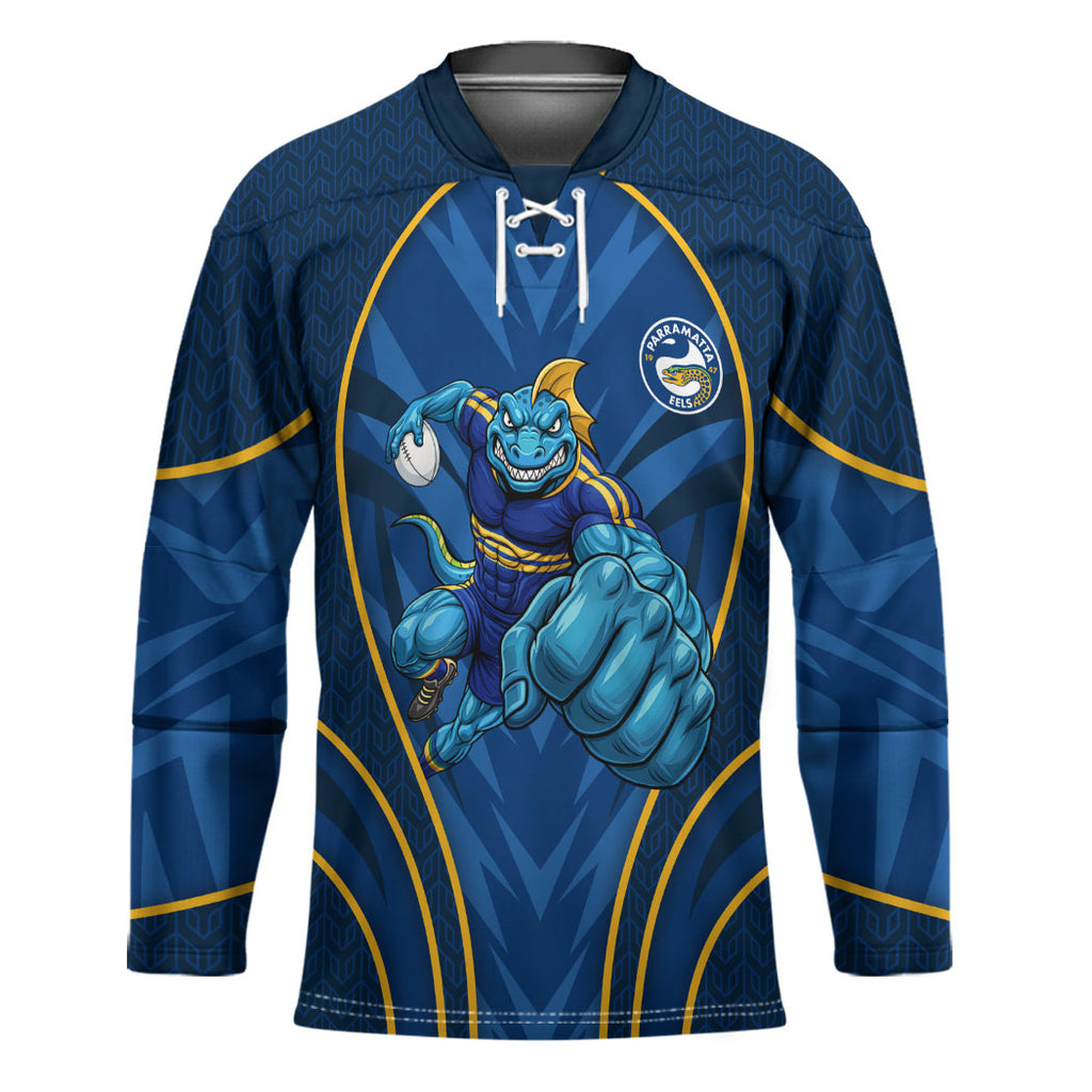 Parramatta Eels Rugby Mascot Hockey Jersey Australian Rugby Culture - Tribal Inspired Eel