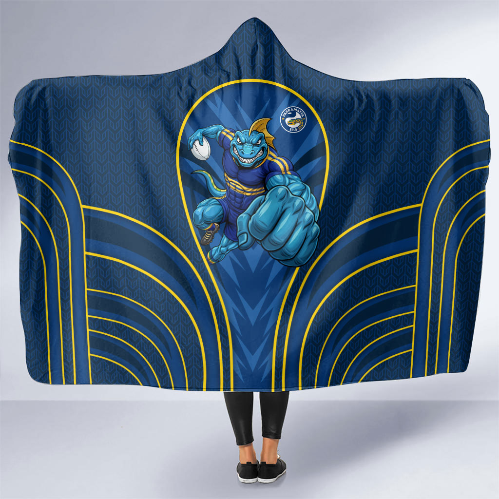 Parramatta Eels Rugby Mascot Hooded Blanket Australian Rugby Culture - Tribal Inspired Eel