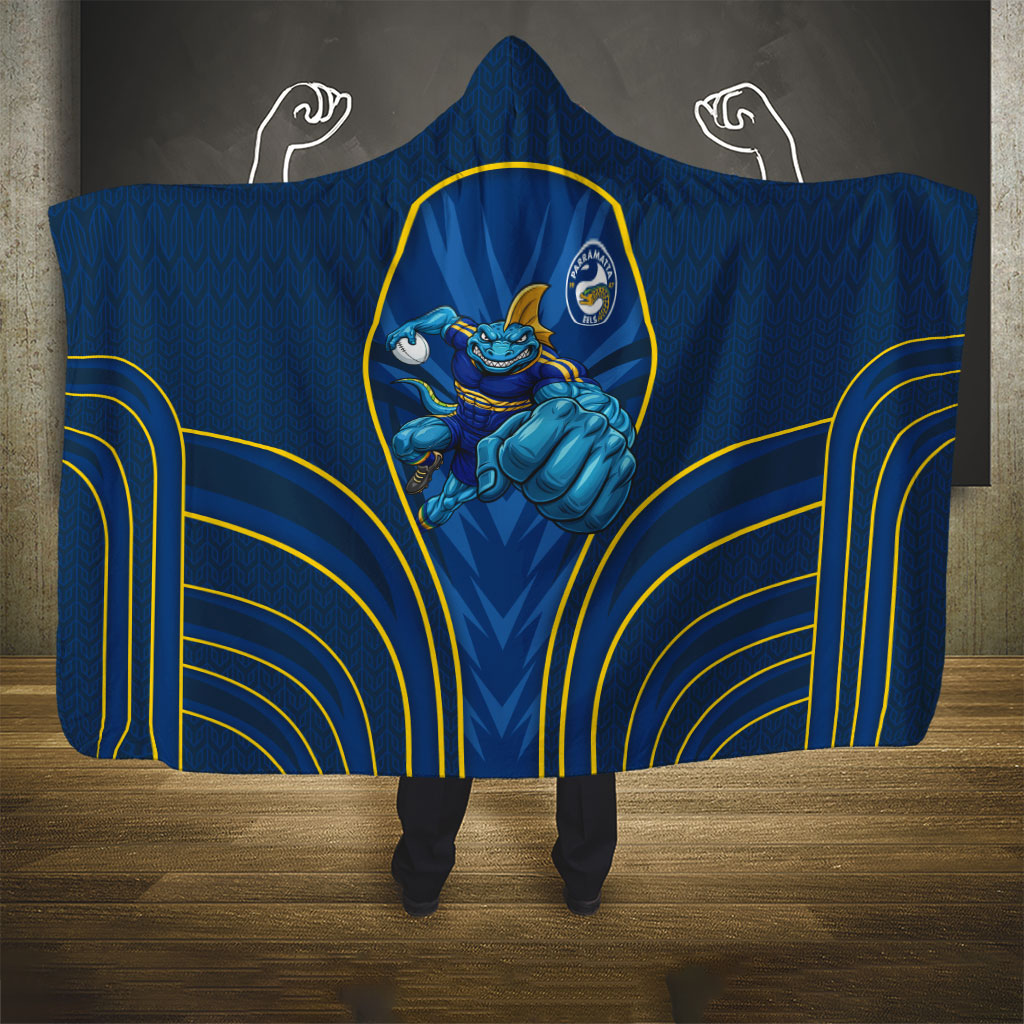 Parramatta Eels Rugby Mascot Hooded Blanket Australian Rugby Culture - Tribal Inspired Eel