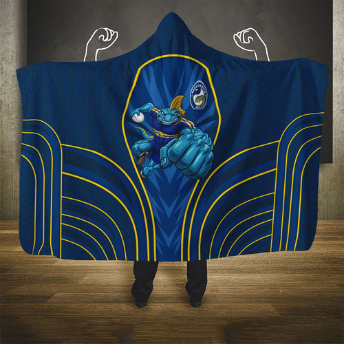 Parramatta Eels Rugby Mascot Hooded Blanket Australian Rugby Culture - Tribal Inspired Eel
