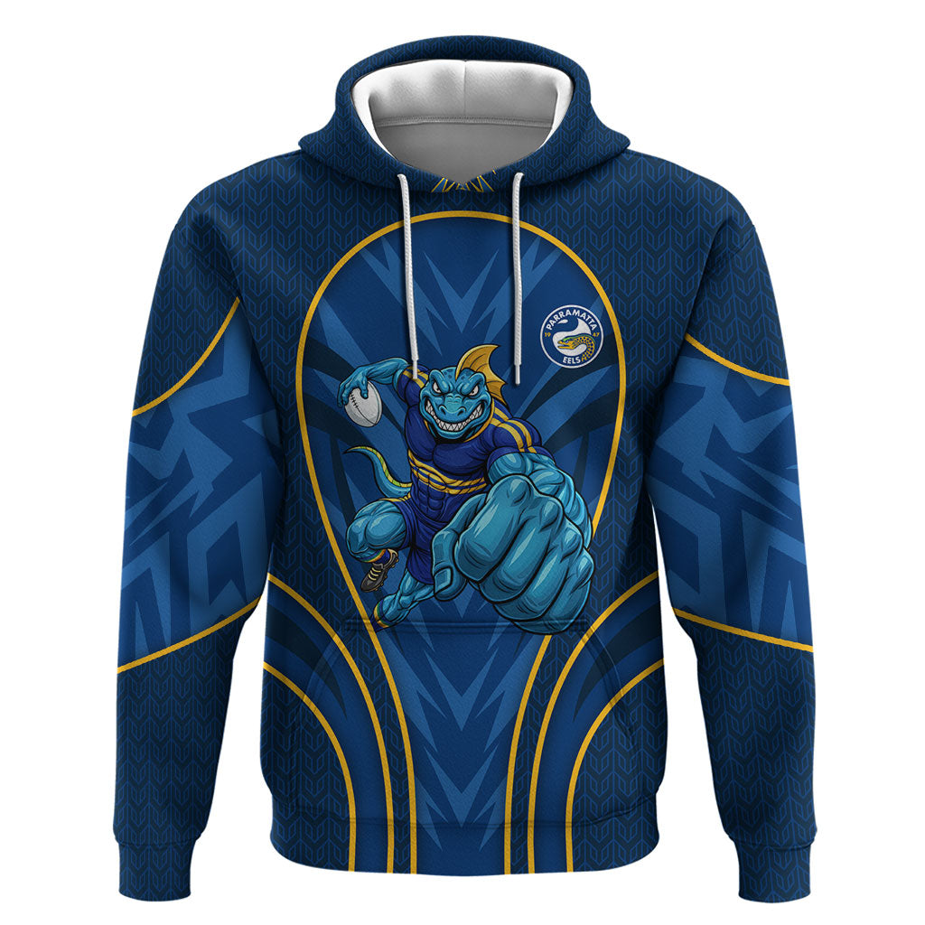 Parramatta Eels Rugby Mascot Hoodie Australian Rugby Culture - Tribal Inspired Eel